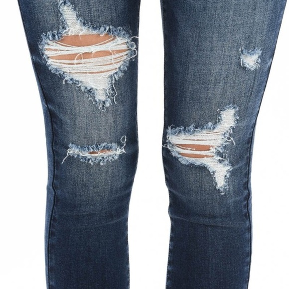 NEW- Stretchy Dark Two Layer Ankle Skinny Jeans - Picture 8 of 8